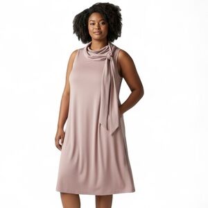 NWT Bobbie Bee Sleeveless Trapeze Dress Size 16 Blush Rose Cowl Neck Short Dress